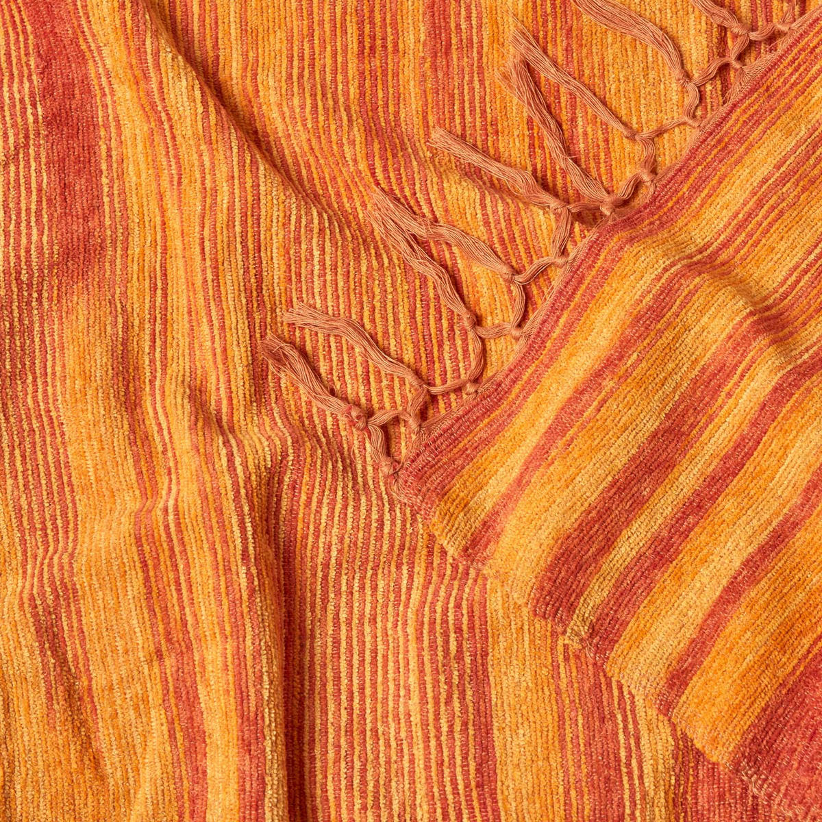 WOHNDECKE Chenille 220/240 cm, 100% Baumwolle gestreift - Orange, Textil (220/240cm) - Homescapes