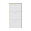 SCHUHSCHRANK 3 Klappen Zapateros - L60 cm - Eichefarben/Weiß, Holzwerkstoff (22/113/60cm) - Calicosy