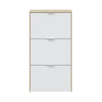 SCHUHSCHRANK 3 Klappen Zapateros - L60 cm - Eichefarben/Weiß, Holzwerkstoff (22/113/60cm) - Calicosy
