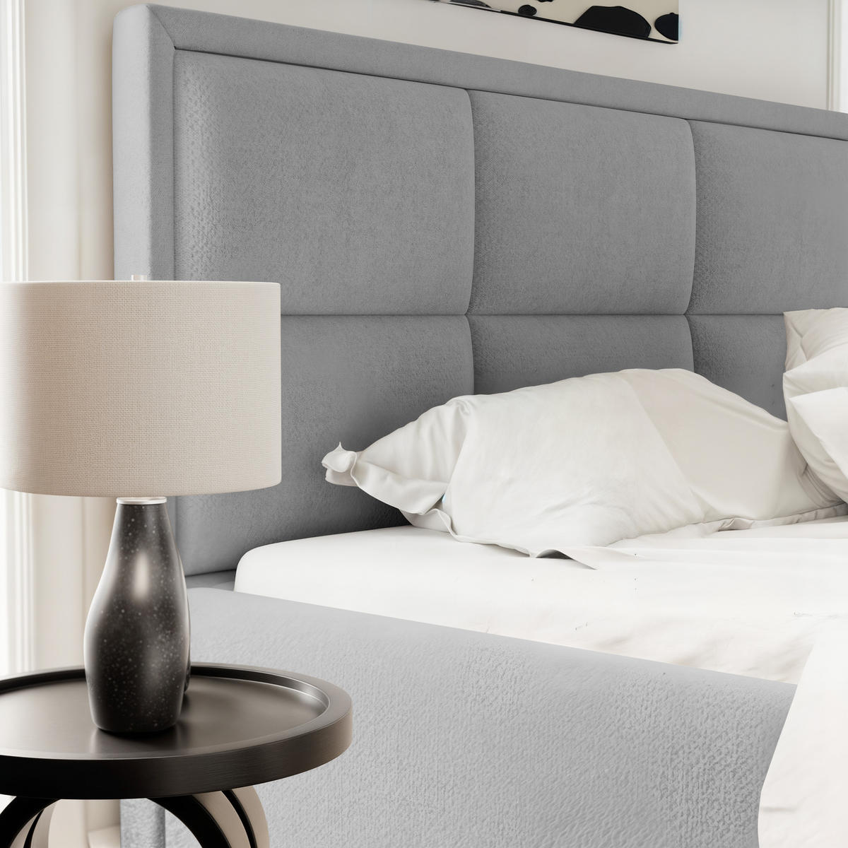 POLSTERBETT ELIN 160/200 cm Bettkasten, Grau - Hellgrau, Textil/Metall (160/200cm) - Idohome