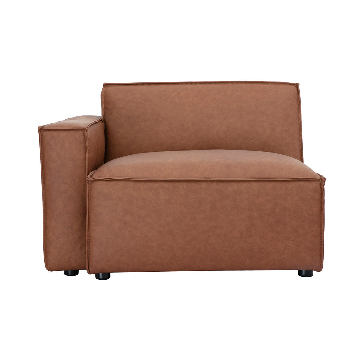 ECKMODUL Links Braun Leder SPLIT - Braun, Textil (101/70.5/101cm) - Miliboo