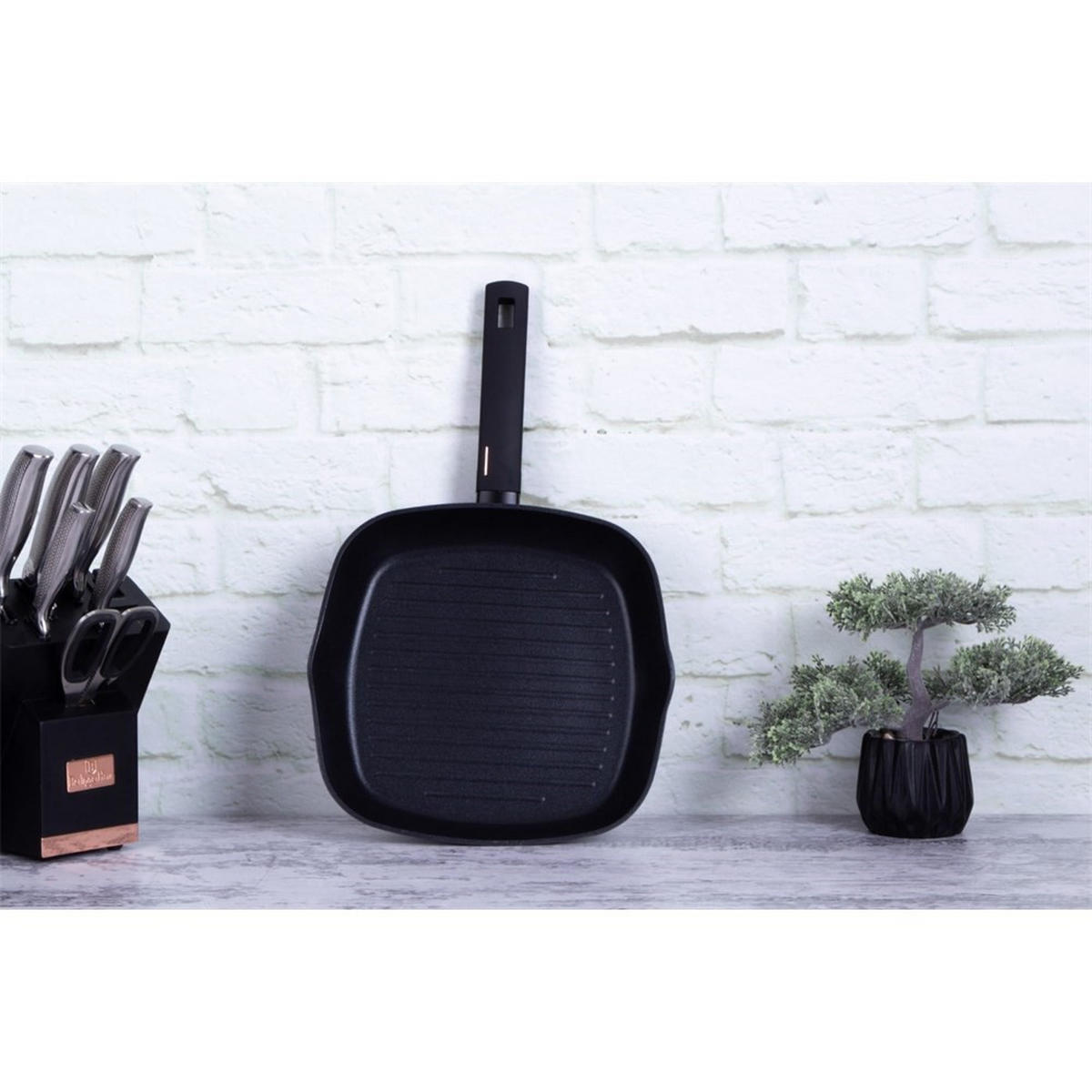 GRILLPFANNE Schwarz 28/28/4.1 cm BH7092 - Schwarz, Kunststoff (28cm) - Berlinger Haus