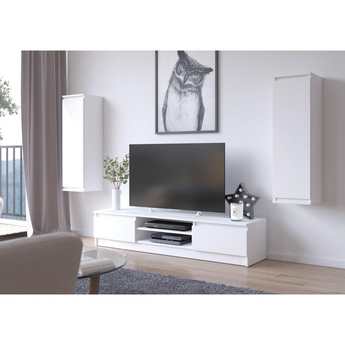 TV SKRINKA nízka - biela, kompozitné drevo (220/140/40cm) - RAUMHIRSCH FURNITURE