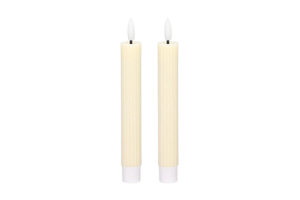 LED-KERZENSET Ø2,2x15,5 cm, Creme - Creme, Naturmaterialien (2.2/2.2/15.5cm) - dasmöbelwerk