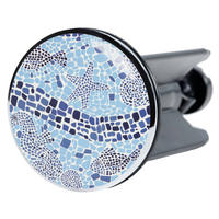WASCHBECKENSTÖPSEL Mosaic World - Blau, Kunststoff/Metall (4/7/7cm) - Sanilo