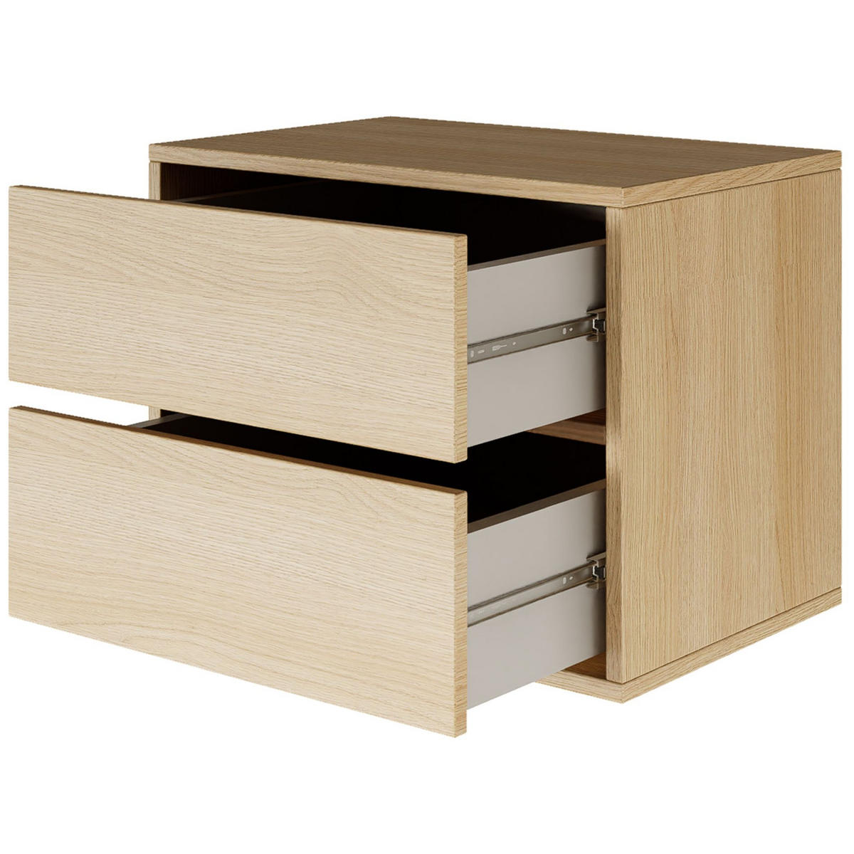 NACHTTISCH hängend Framme Eiche Holzoptik mit 2 Schubladen, 50 cm - Beige, Holzwerkstoff (50/40/36cm) - Selsey