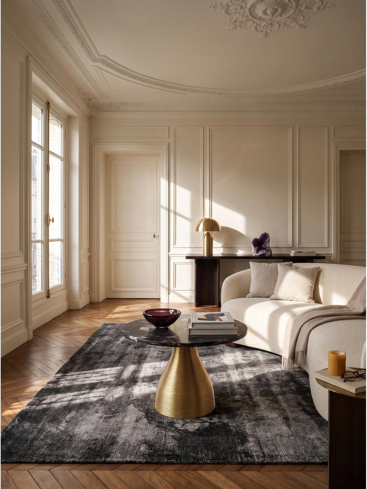 COUCHTISCH TORMES, Marmor, handgefertigt, Schwarz-Gold, Ø 60 x 40 cm - Goldfarben/Schwarz, Stein/Metall (60/60/40cm) - KADIMA DESIGN