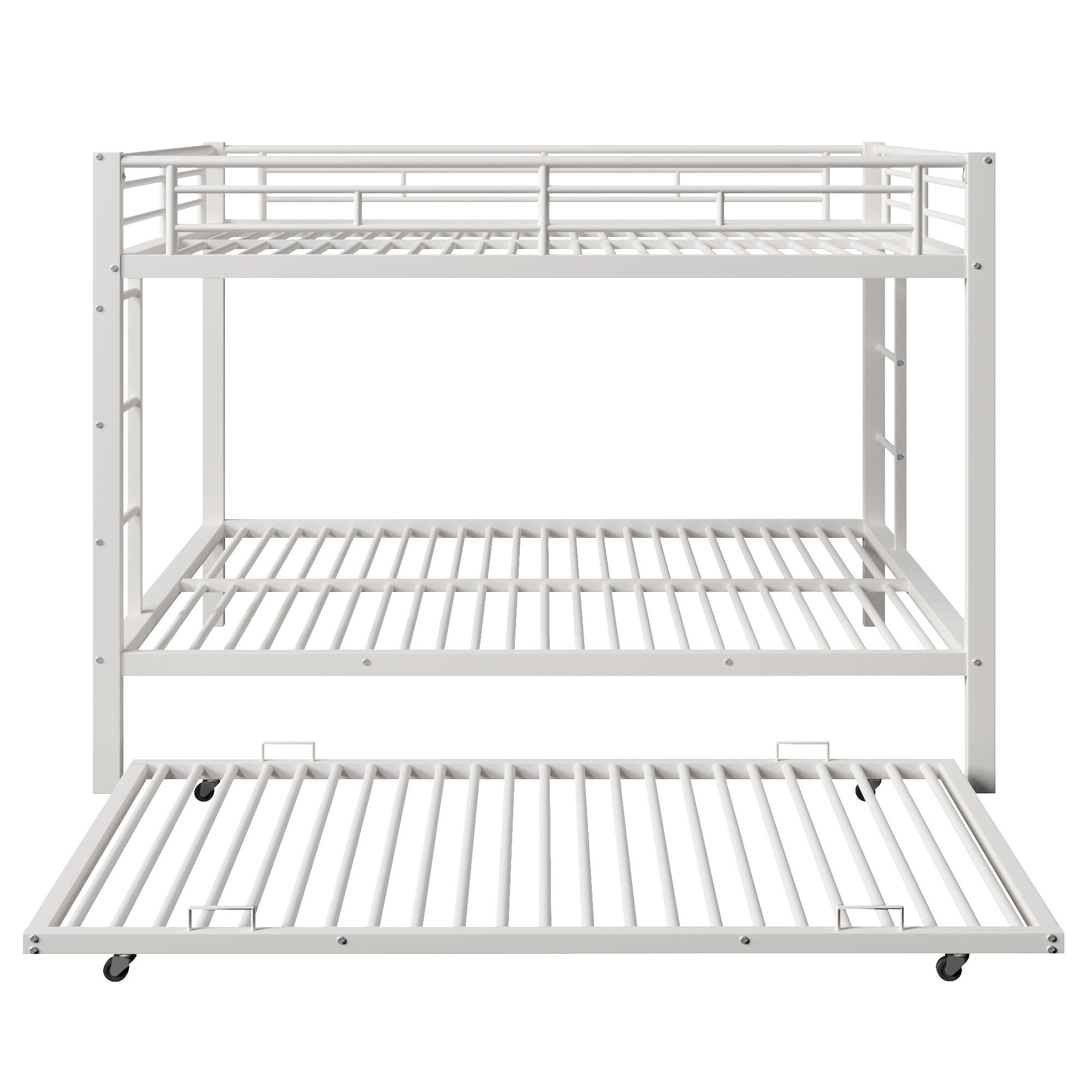 ETAGENBETT mit Ausziehbett Eisenrahmen Weiß - Weiß, Metall (140/200cm) - ComfortXL