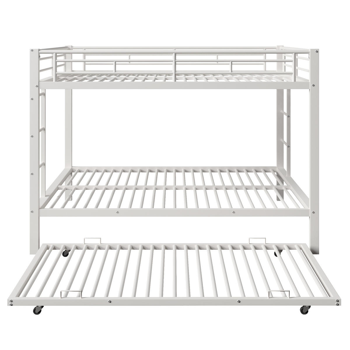 ETAGENBETT 140x200cm Weiß Metall Ausziehbett hohe Geländer - Weiß, Metall (140/200cm) - FLIEKS