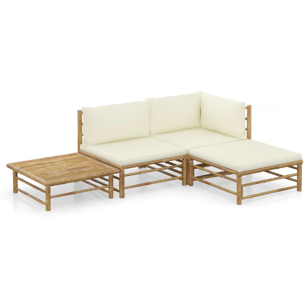GARTENSET Renken 4-teilig - Weiß, Naturmaterialien - Nettlife