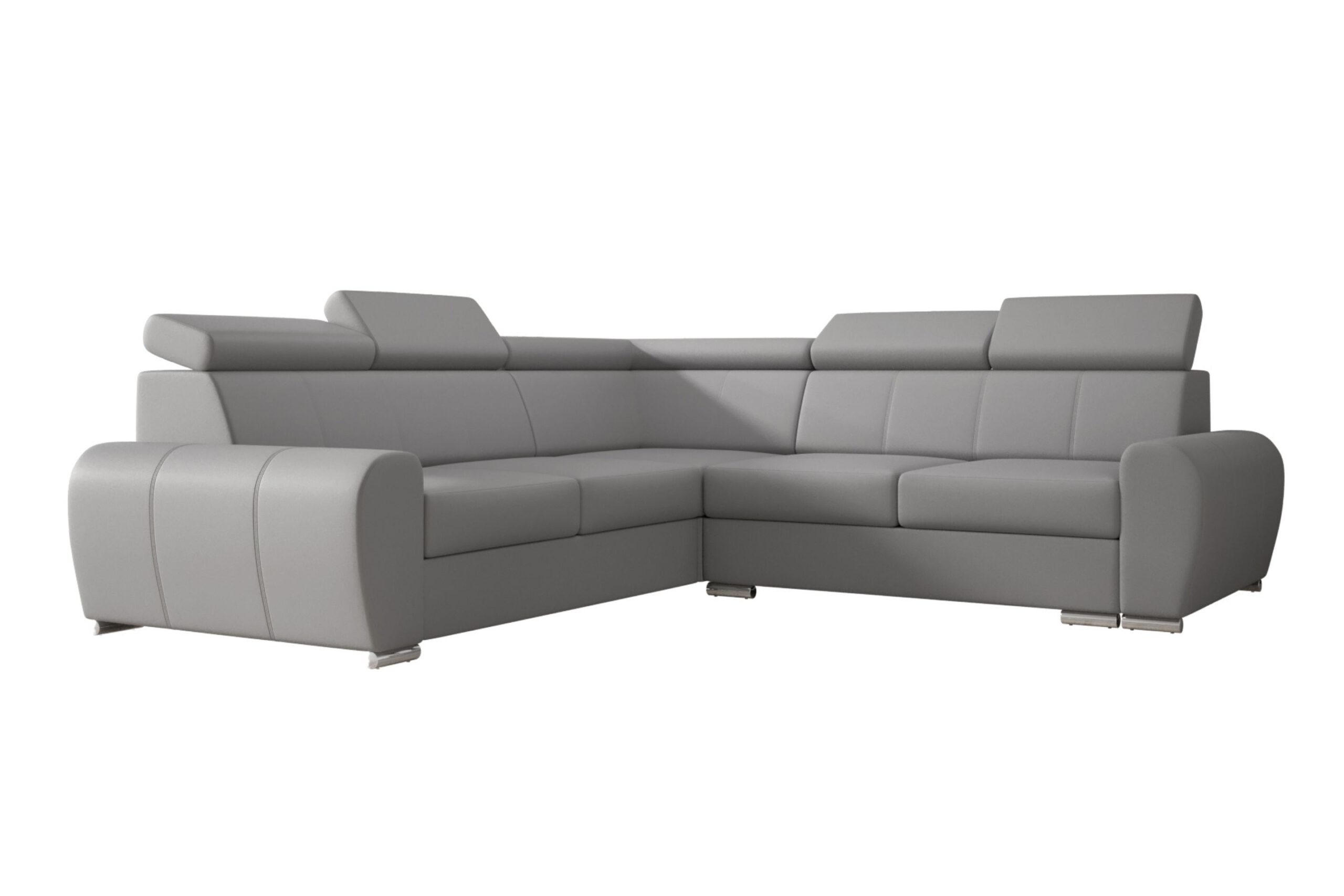ECKSOFA APOLLO,mit Schlaffunktion und Bettkasten, Farbe: Dunkelgrau, Kunstleder, Ottomane Links - Dunkelgrau, Textil (255/255cm) - O-Sofa