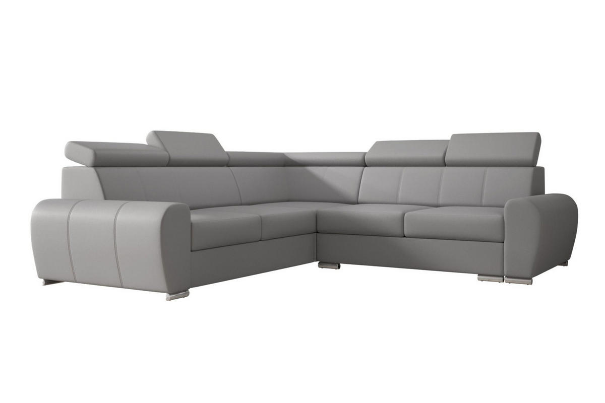 ECKSOFA APOLLO,mit Schlaffunktion und Bettkasten, Farbe: Dunkelgrau, Kunstleder, Ottomane Links - Dunkelgrau, Textil (255/255cm) - O-Sofa