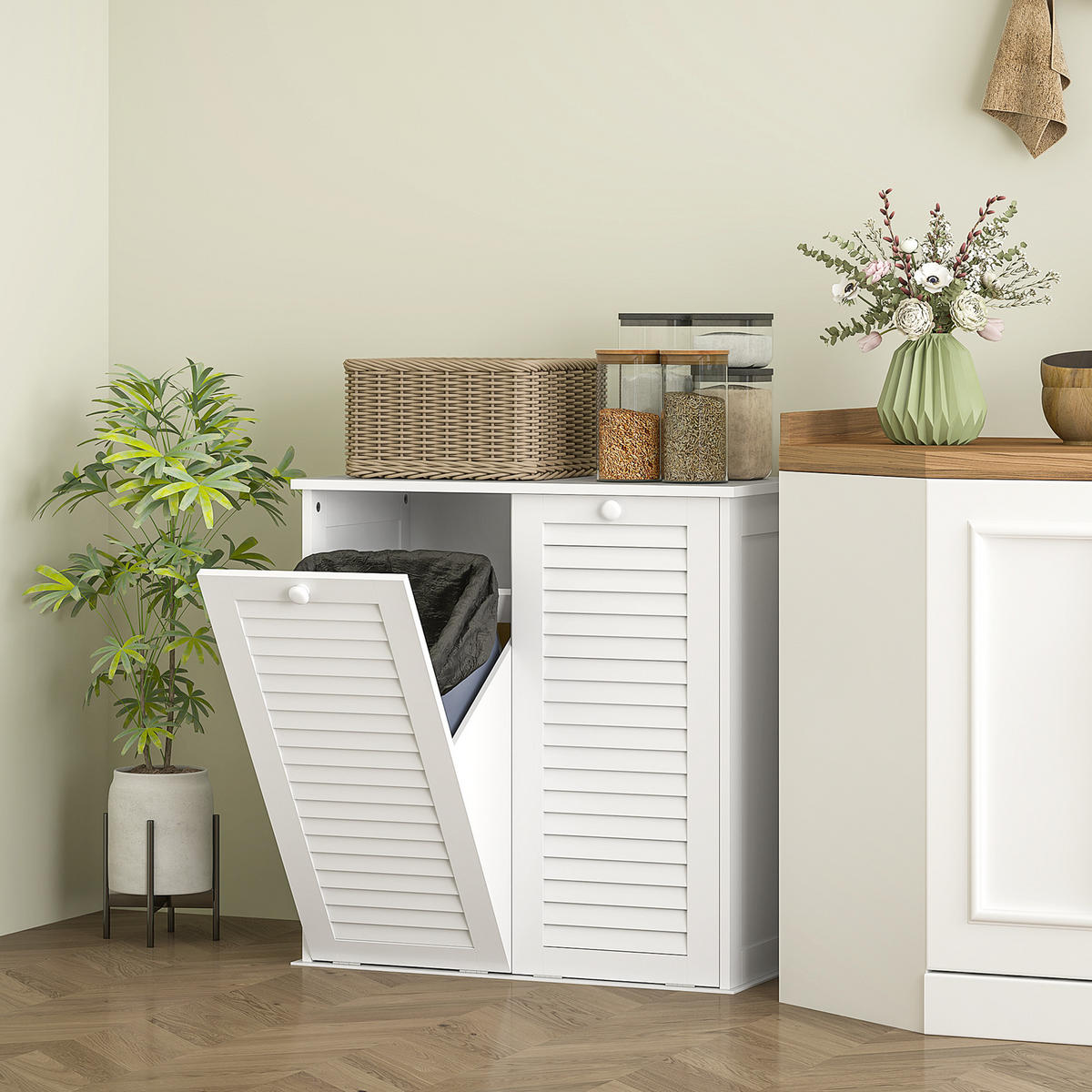 WÄSCHESCHRANK, 70 x 38 x 73 cm Weiß - Weiß, Holz (70/73/38cm) - HOMCOM