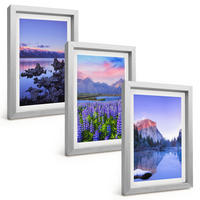 BILDER SET 3er Set - 20x30 cm Silberner Rahmen - Berglandschaften mit Wasser und Himmel - Silberfarben, Kunststoff (20/30cm) - TULUP