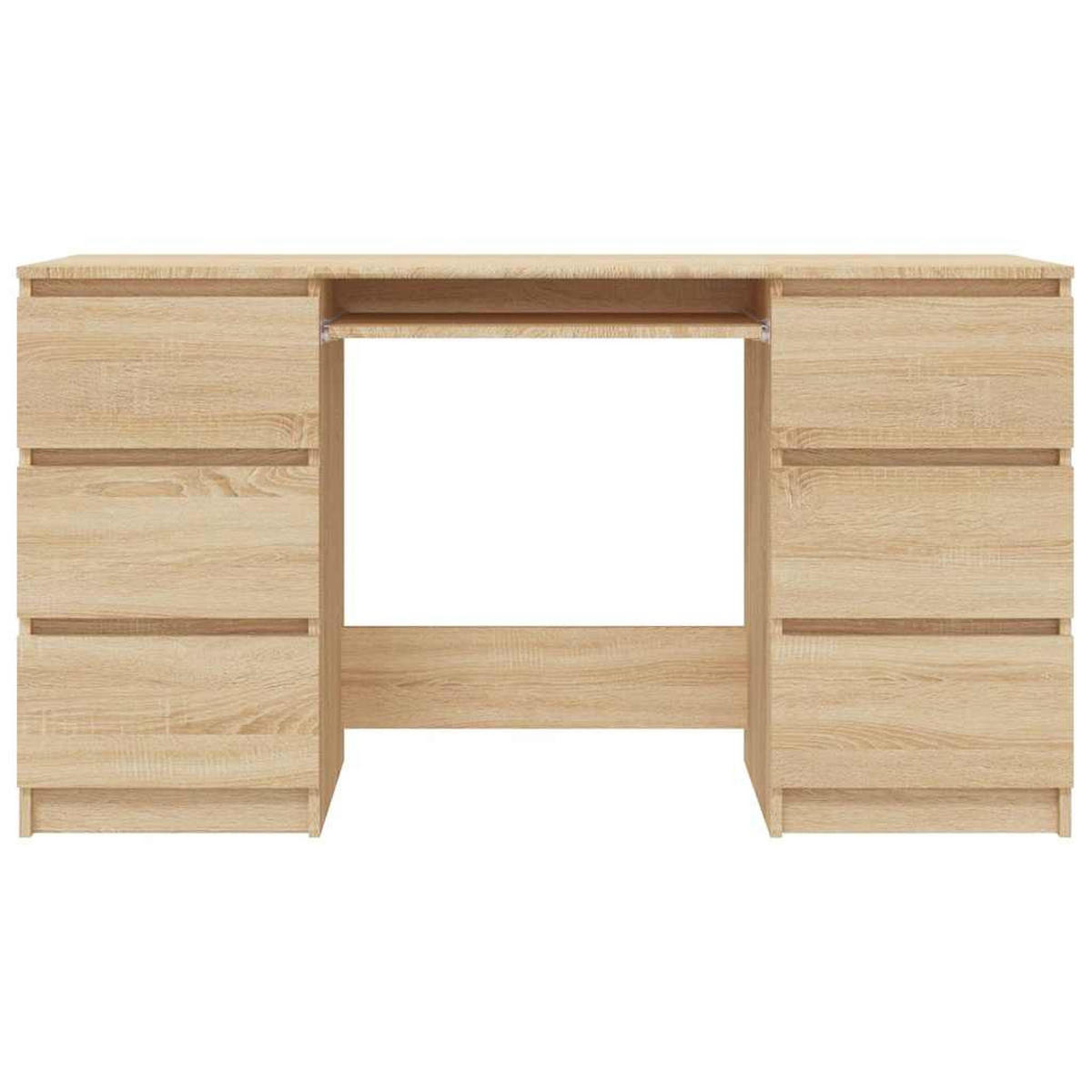 SCHREIBTISCH mit 6 Schubladen, 1 Tastaturauszug 140/50/77 cm aus Holzwerkstoff Sonoma-Eiche Dekor - Braun/Sonoma Eiche, Holz (50/140/77cm) - vidaXL