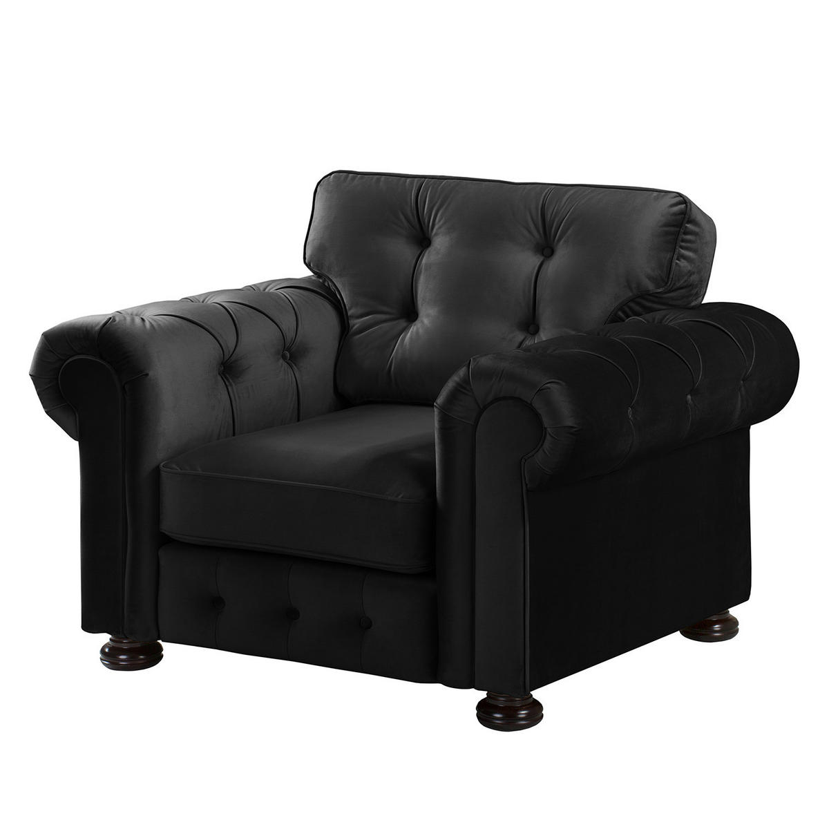 SESSEL - Samt - Anthrazit, Holz/Textil (125/93/100cm) - home24