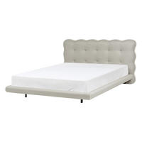 POSTELJA z letvenim dnom 140/200 blago bež Soulisse - črna/bež, tekstil (140/200cm) - Beliani