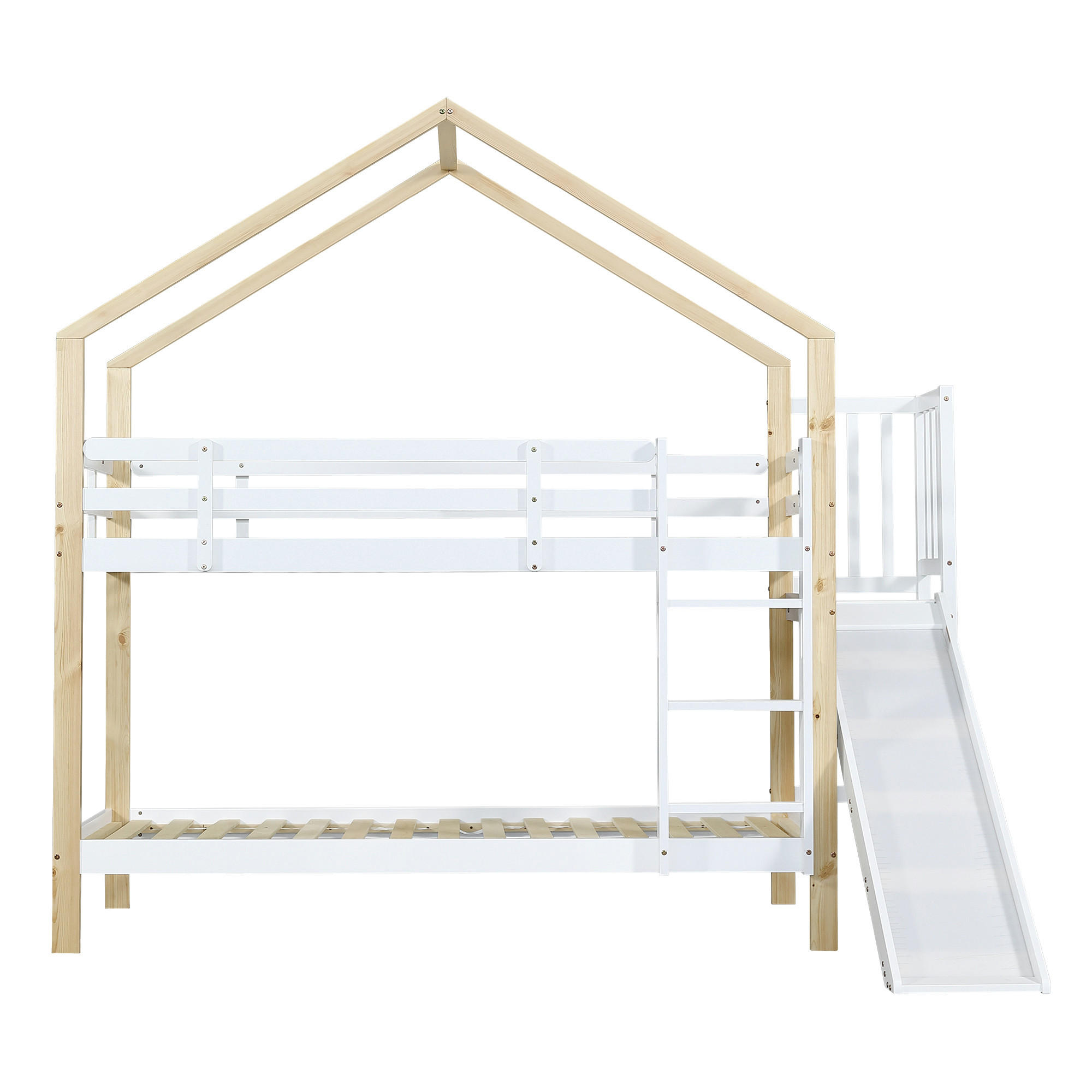 HAUSBETT Natur, Weiß - Ahornfarben/Weiß, Holz/Holzwerkstoff - Raumix