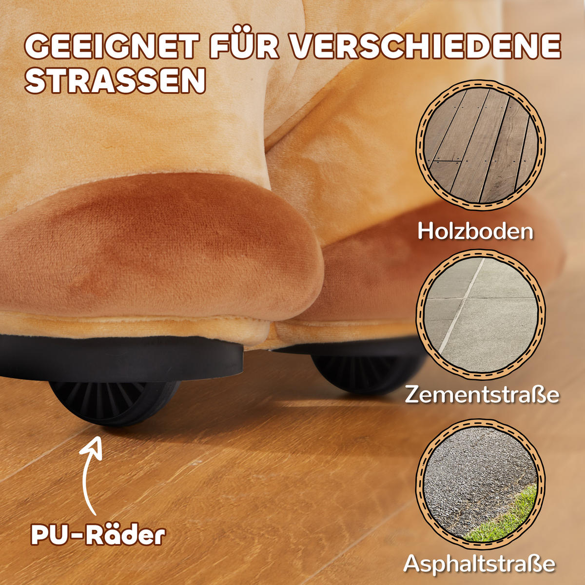 ELEKTRISCHES Pferd, Braun, Polyester, Kunststoff, 69cm x 34cm x 53cm - Braun, Kunststoff (69/34/53cm) - AIYAPLAY