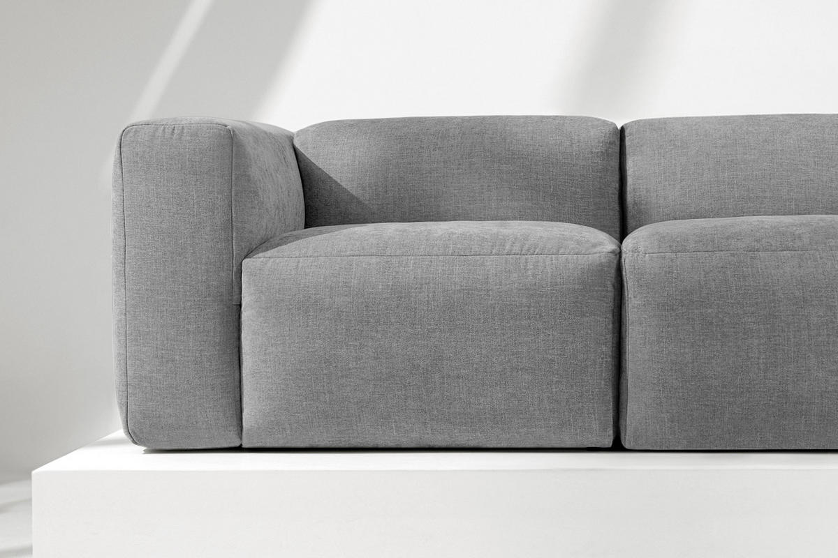 2-SITZER-MODULSOFA BUFFO mit extrem weicher und bequemer Sitzfläche, Gewebestoff, hell aschfahl - Hellgrau/Grau, Textil (210/73/96cm) - KONSIMO®