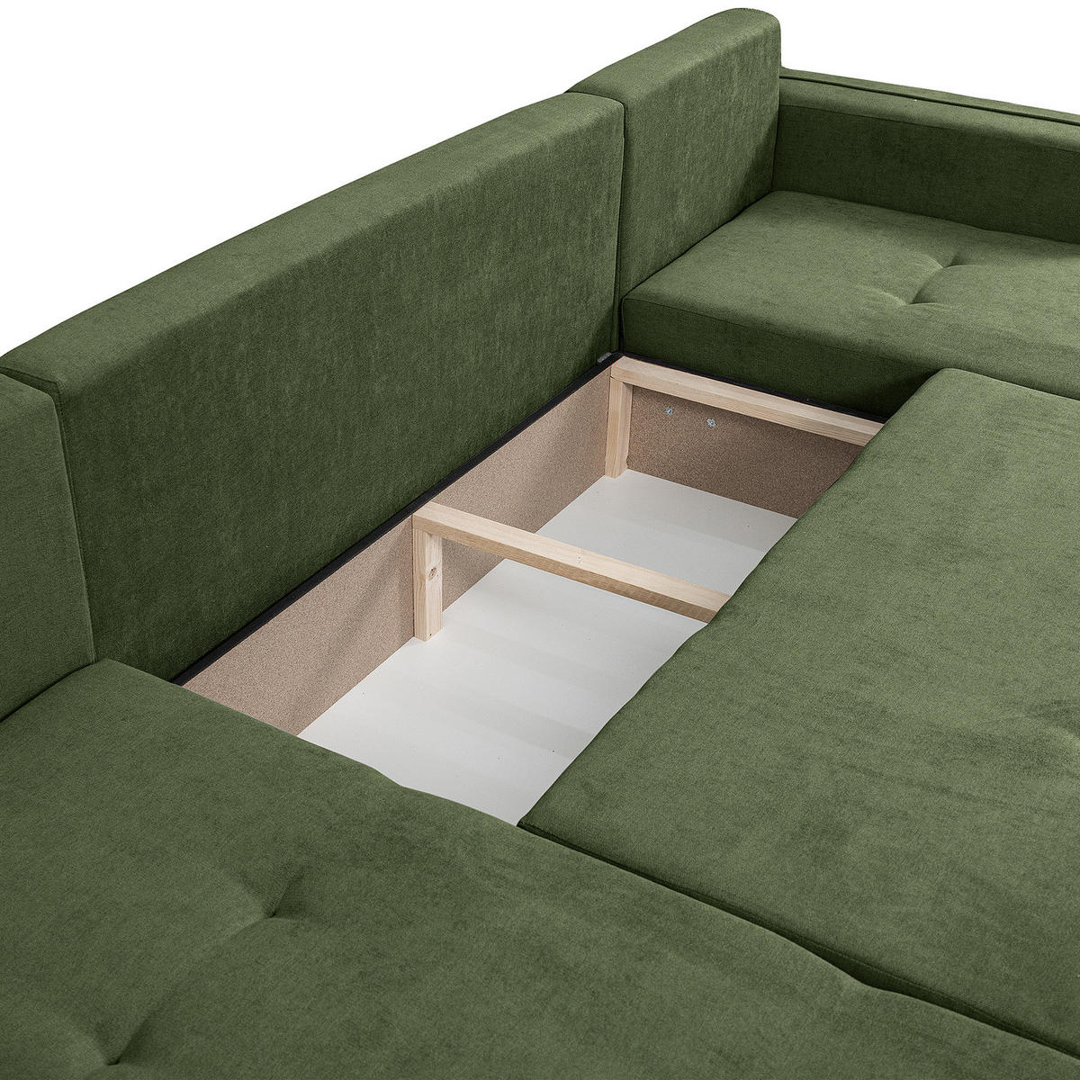 WOHNLANDSCHAFT - Schwarz/Grün, Kunststoff/Textil (312/82/145cm) - home24