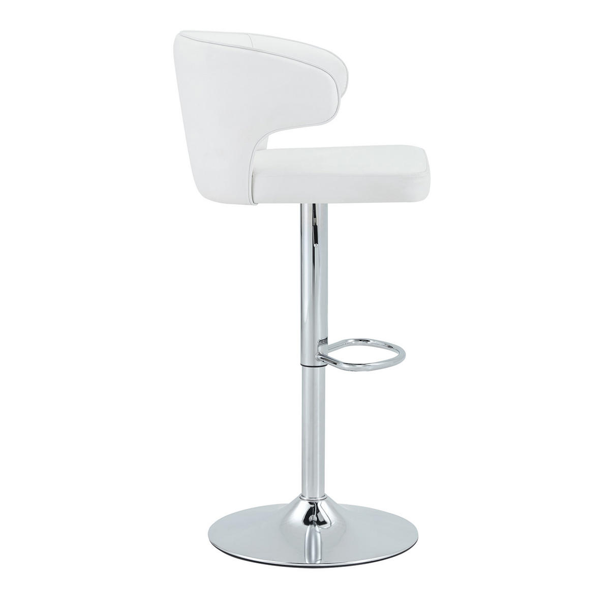BARHOCKER mit Lehne, höhenverstellbar und 360° drehbar, Weiß, PU - Weiß, Kunststoff (45/110/49.7cm) - MIVRAY