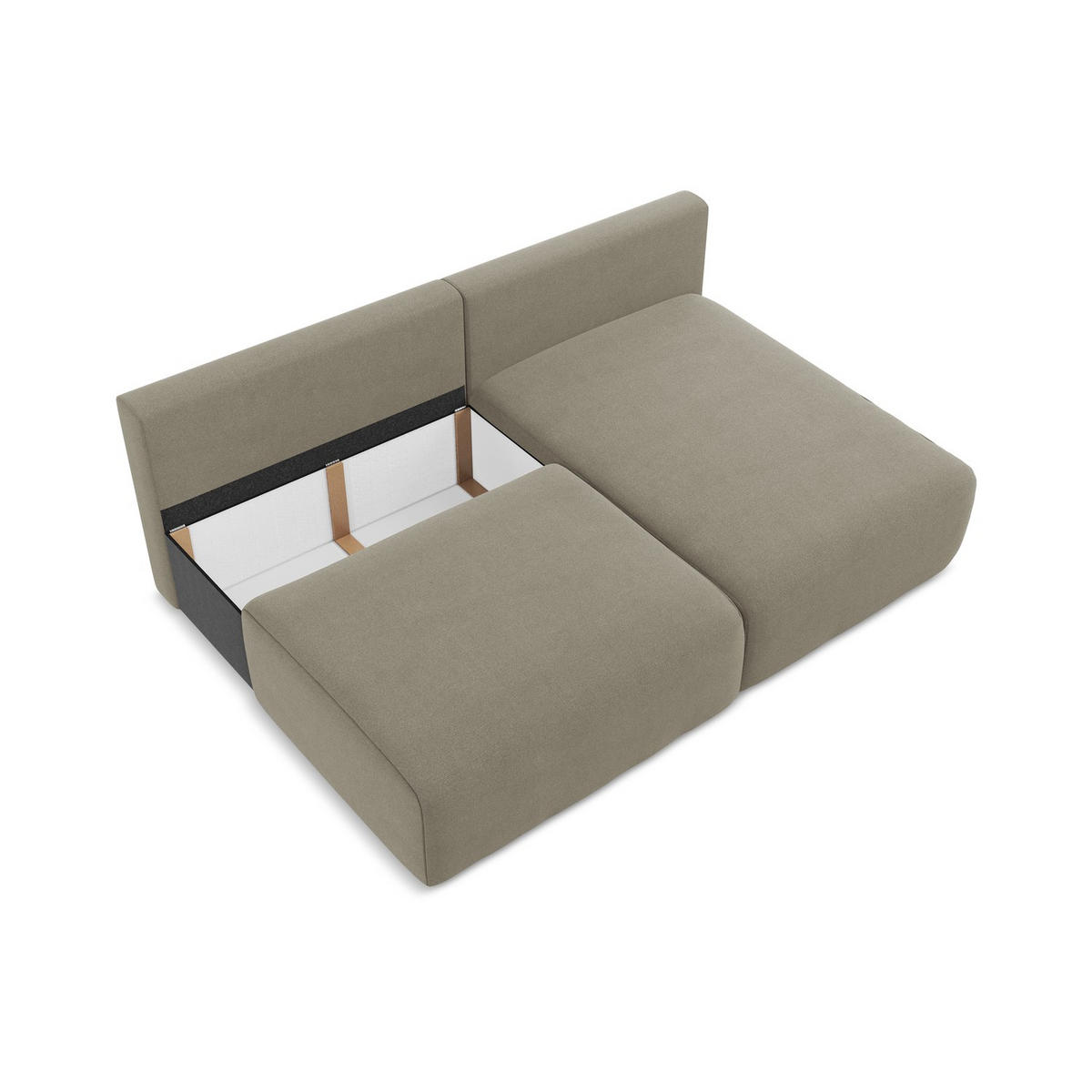 ECKSOFA mit Schlaffunktion rechts Strukturstoff Stoff Beige - Beige/Schwarz, Kunststoff/Textil (210/149cm) - LaMiaSofa
