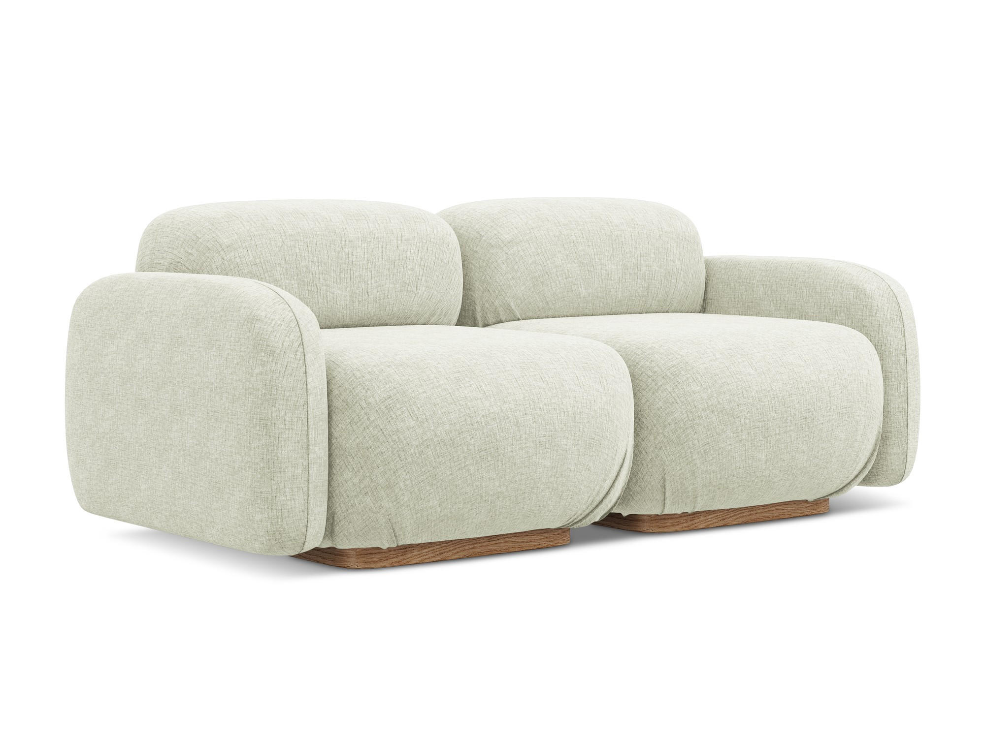 3-SITZER SOFA Chenille Stoff Weiß - Weiß/Braun, Holz/Textil (190/73/95cm) - Makamii