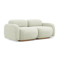 3-SITZER SOFA Chenille Stoff Weiß - Weiß/Braun, Holz/Textil (190/73/95cm) - Makamii