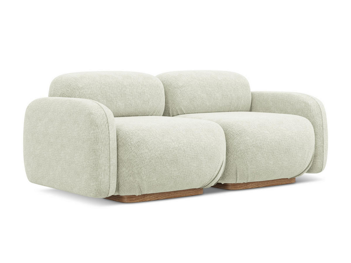 3-SITZER SOFA Chenille Stoff Weiß - Weiß/Braun, Holz/Textil (190/73/95cm) - Makamii