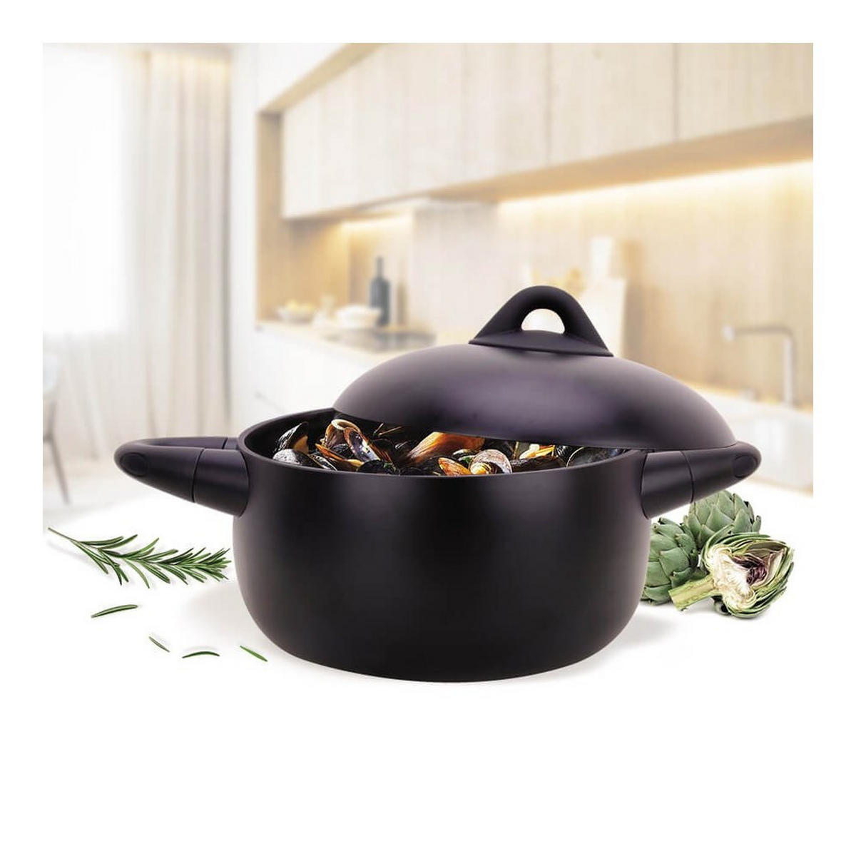 TOPF Schwarz 28/18/10 cm MR401718 - Schwarz, Metall (18cm) - Maestro 
