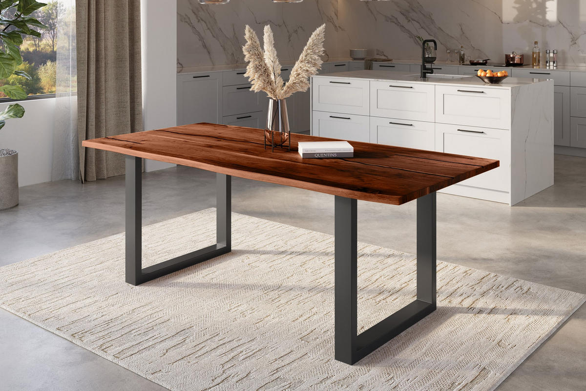 ESSTISCH POLLY - Schwarz/Braun, Holz/Metall (100/220/77cm) - SAM