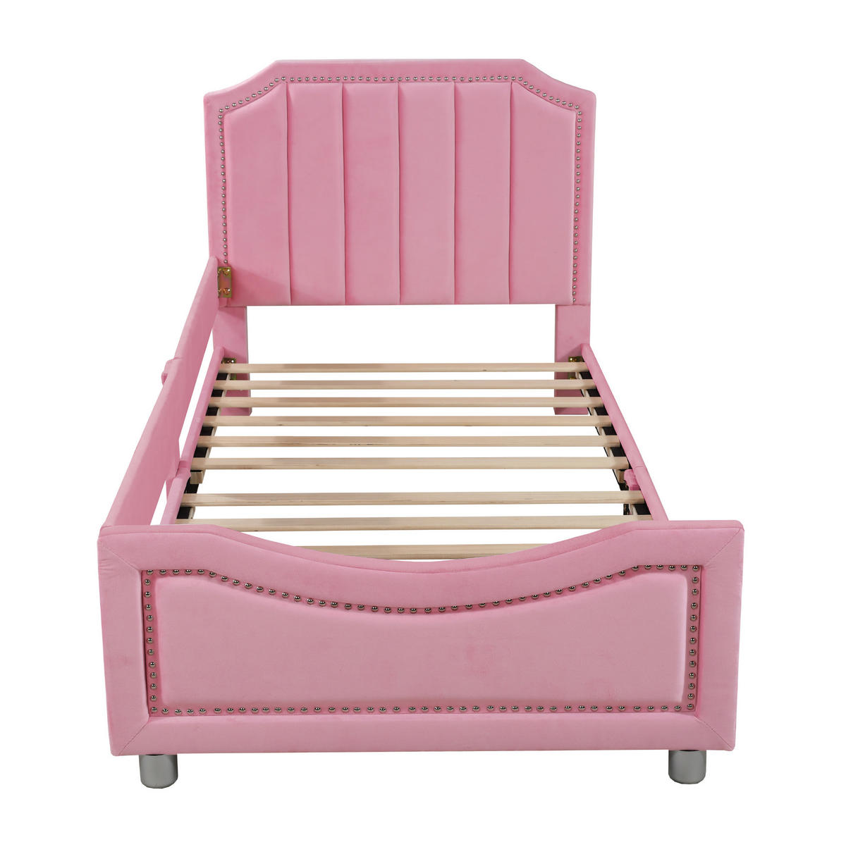 KINDER-POLSTERBETT 90x200 cm Rosa als Schlafsofa mit Flanellbezug - Rosa, Holz (90/200cm) - IVMEU