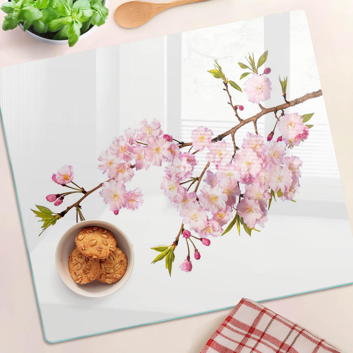 GLASPLATTE 60x52 cm Dornbusch - Pink, Glas (60/0.4/52cm) - TULUP