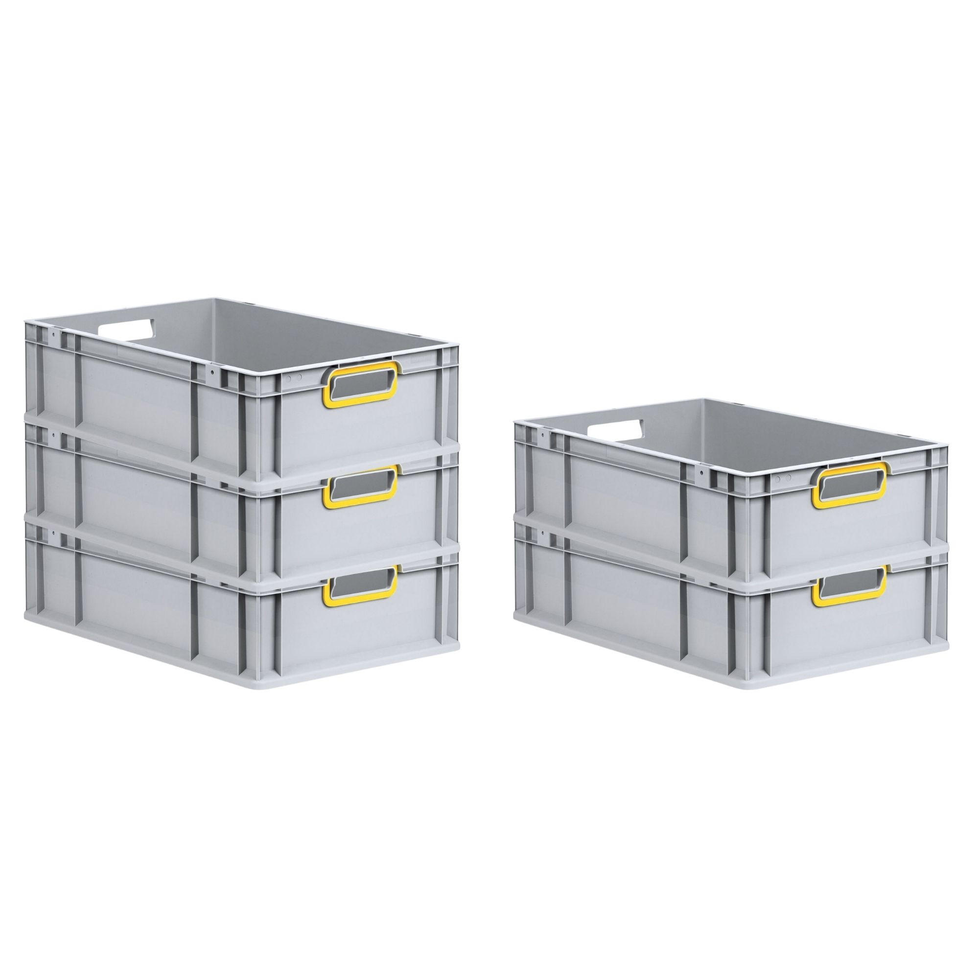 EUROBOX 5x Nextgen Color 17x40x60cm 34 Liter Griffe Gelb Offen - Gelb, Kunststoff (40/17/60cm) - PROREGAL