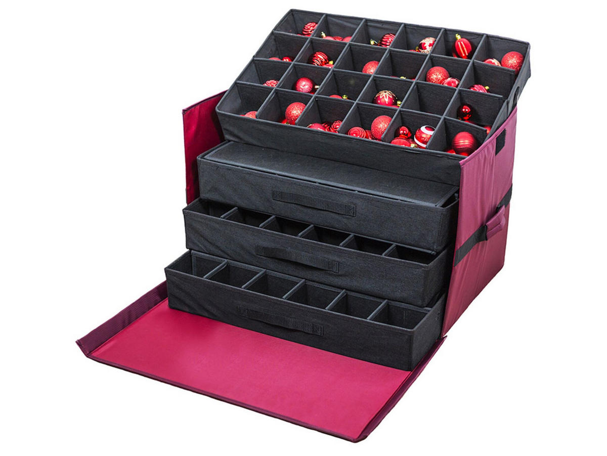 LAALU CHRISTBAUMKUGEL-SET 152 Stück in Luxus-Box PREMIUM CAESAR für Weihnachtsbaum 120-210 cm - Rot, Glas (55/50/75cm) - LAALU