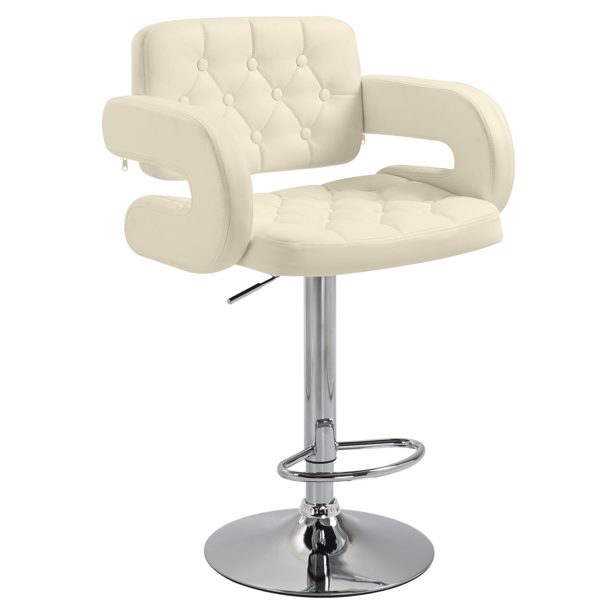 BARHOCKER DE-14778 360° schwenkbar & höhenverstellbar mit Armlehnen Weiß - Weiß, Metall (50/113/61cm) - ComfortXL