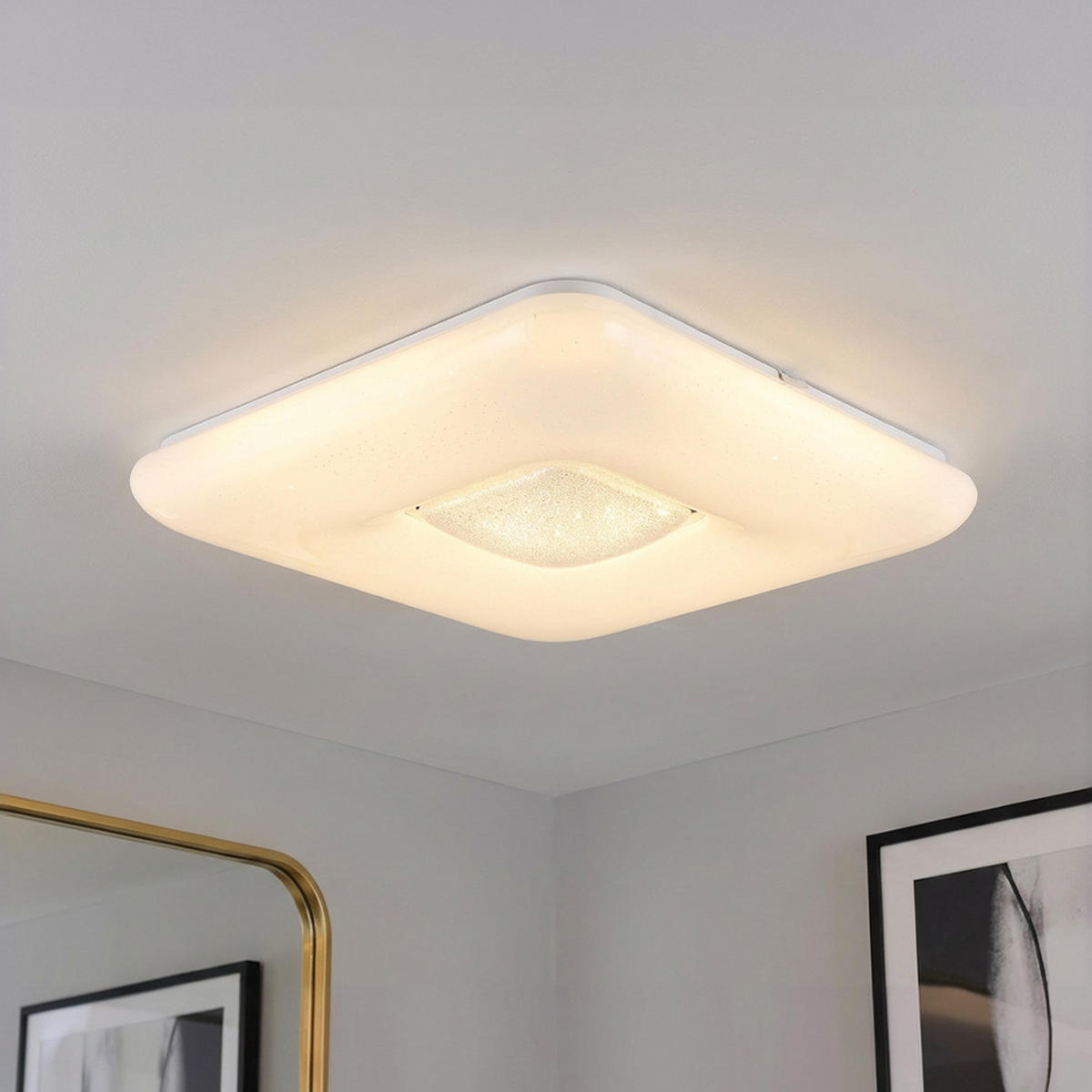 2X LED DECKENLEUCHTE TRYSTAN Chrom Weiß - Weiß, Metall (43/43/8cm) - Globo Lighting