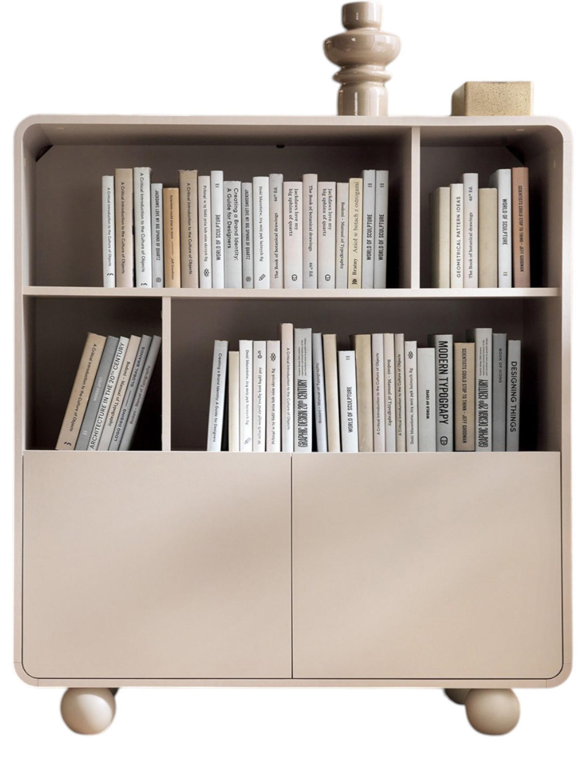 BÜCHERREGAL mit runden Füßen 108cm breit Beige ALDOS - Beige, Holzwerkstoff (108/121/39cm) - Compleo24