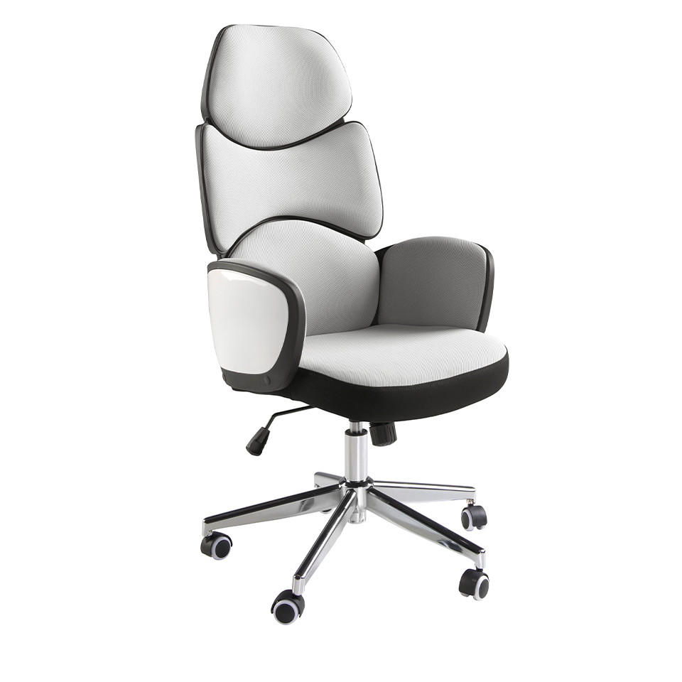 CHEFSESSEL Grau Weiß Stahl 64/69/118 cm - Edelstahlfarben/Weiß, Textil (64/118/69cm) - ANGEL CERDA