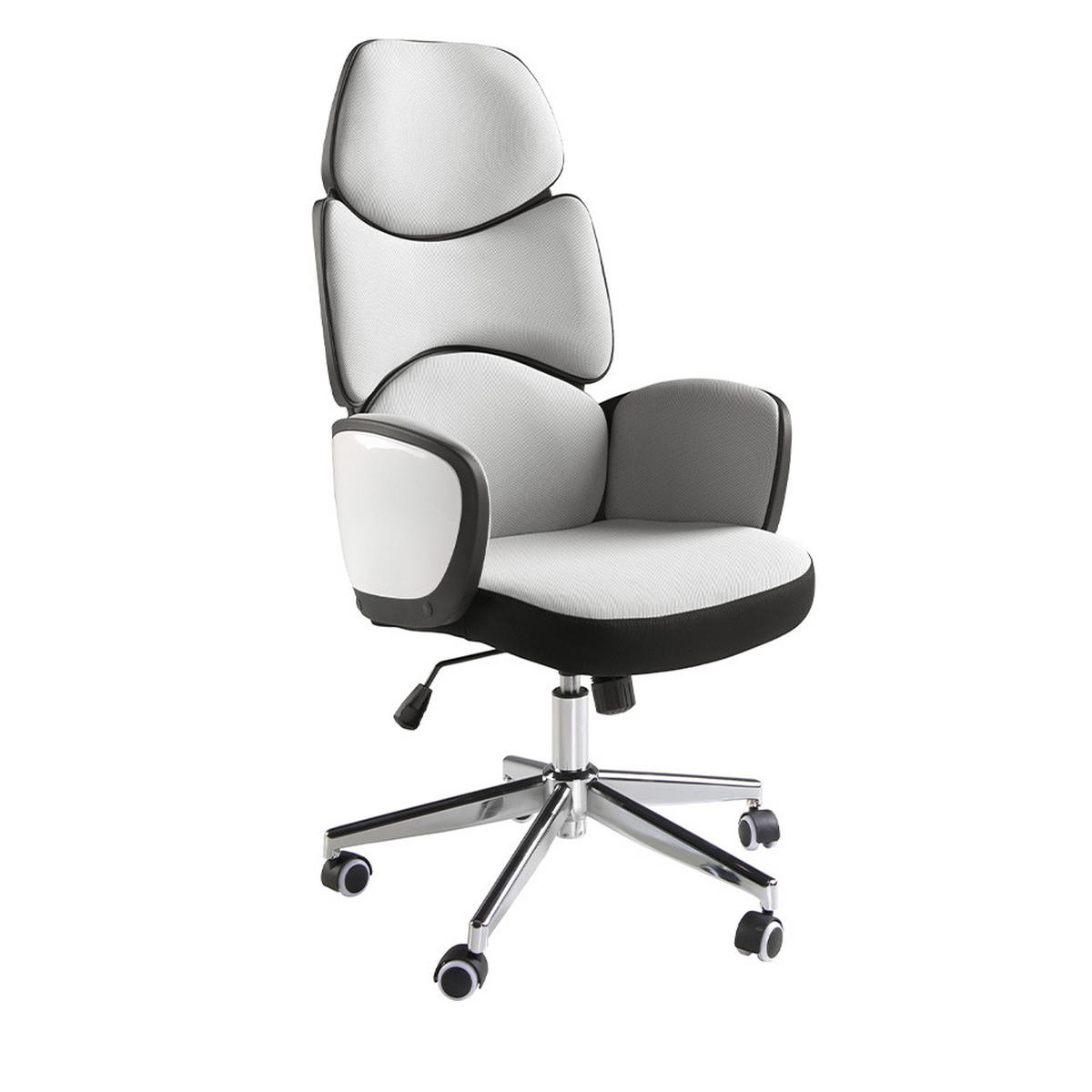 CHEFSESSEL Grau Weiß Stahl 64/69/118 cm - Edelstahlfarben/Weiß, Textil (64/118/69cm) - ANGEL CERDA