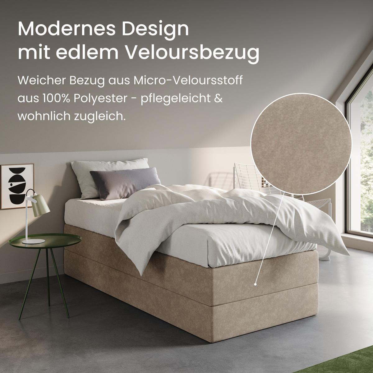 BOXSPRINGOVÁ POSTEĽ a matracom Bonnell, 90 x 200 cm, béžová - béžová, kompozitné drevo (90/200cm) - Home Collective