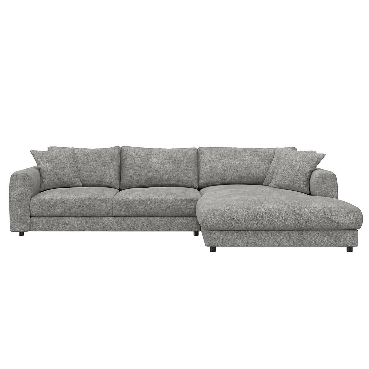 ECKSOFA mit Longchair - Schwarz/Grau, Holz/Kunststoff (286/183cm) - home24
