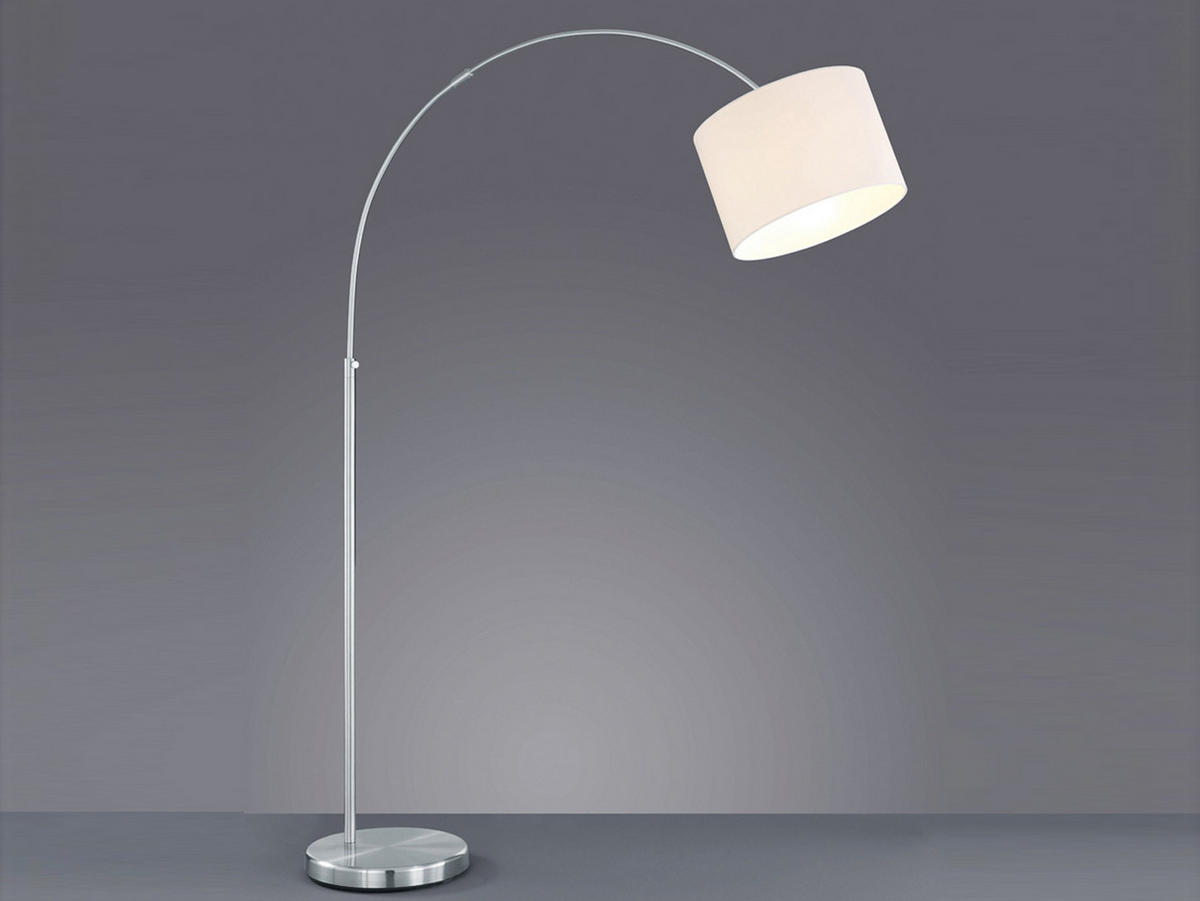 LED-BOGENLAMPE Stoffschirm Weiß Ø 30cm, höhenverstellbar - Weiß, Metall (107/30/215cm) - meineWunschleuchte