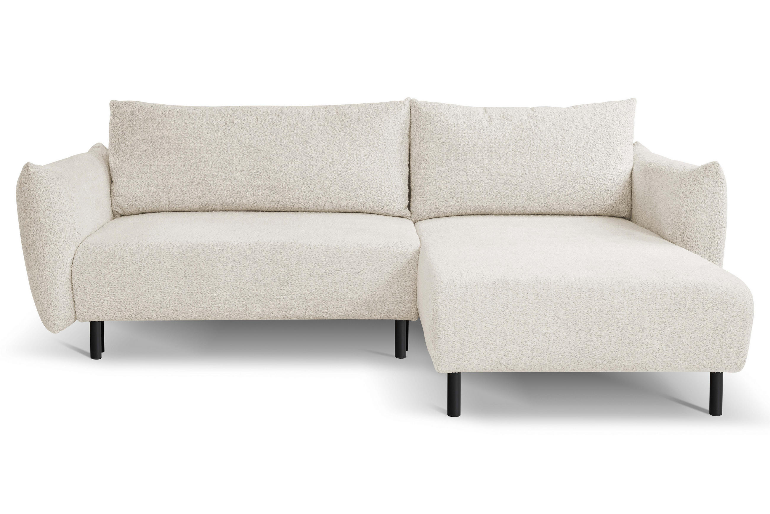 ECKSOFA ADEL mit Schlaffunktion und Bettkasten, L-förm, Metallbeine, verstellbar lose Rückenkissen, freistehend, RECHTS, 257x171x90 cm, Sand-coloured - Sandfarben, Holz/Textil (257/171cm) - DomoHome