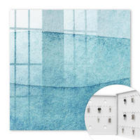 SCHLÜSSELBOX Weiß 30x30 cm – Türöffnung nach rechts - Blaue Texturen - Blau, Metall (30/30/5cm) - TULUP