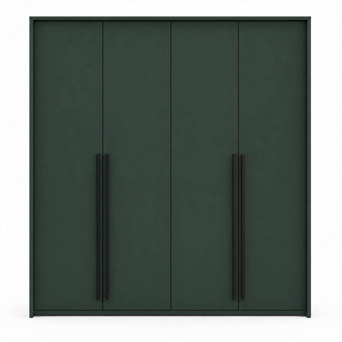 KLEIDERSCHRANK: Flaschengrün / Griffe Silber, 210 x 65 x 217,2 cm - Dunkelgrün/Silberfarben, Holzwerkstoff (210/217.2/65cm) - 3XE LIVING
