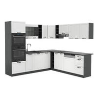 ECKKÜCHE R-Line Weiß Landhaus/Anthrazit 237 x 60 cm ohne AP - Anthrazit/Weiß, Holzwerkstoff (247/81.6/46cm) - Vicco