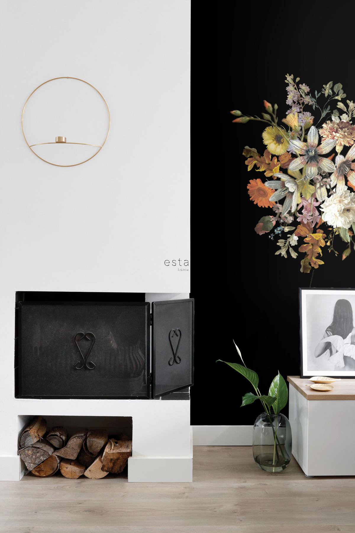 FOTOTAPETE Blumenstillleben 150 x 279 cm - Schwarz, Papier (150/279cm) - ESTAhome