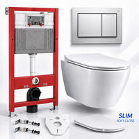 WC-SET ROLO Weiß, Slim-Sitz, Vorwandelement und Betätigungsplatte TECEbase Chrom - Weiß, Keramik (50/112/48.5cm) - bad land